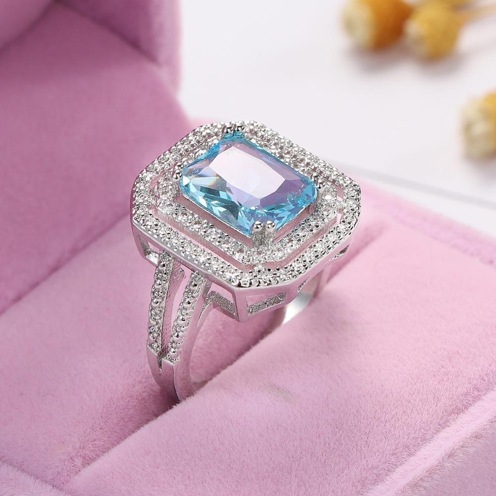 Rectangular Light Ocean Classic Men's Wedding Ring